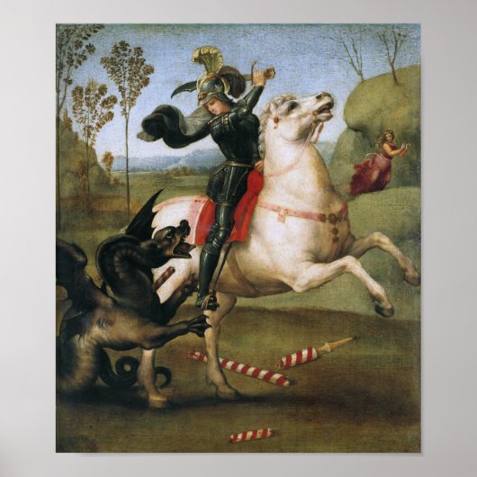 St. George Fighting Dragon, Raphael Fine Art Poster (Voorkant)