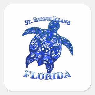St. George Florida Vakantie Stam Turtle Vierkante Sticker
