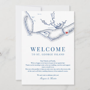St. George Island FL Wedding Welkom reisroute Bedankkaart