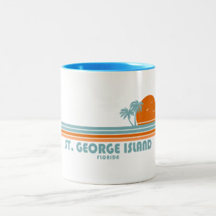 St. George Island Florida Zonnepalmbomen Tweekleurige Koffiemok