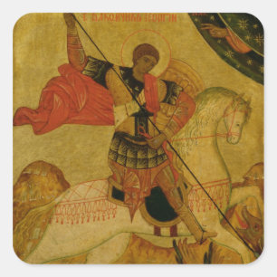 St. George slaapt de draak Vierkante Sticker