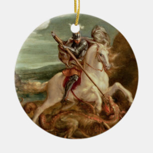 St. George slaying the dragon (olie op het paneel) Keramisch Ornament