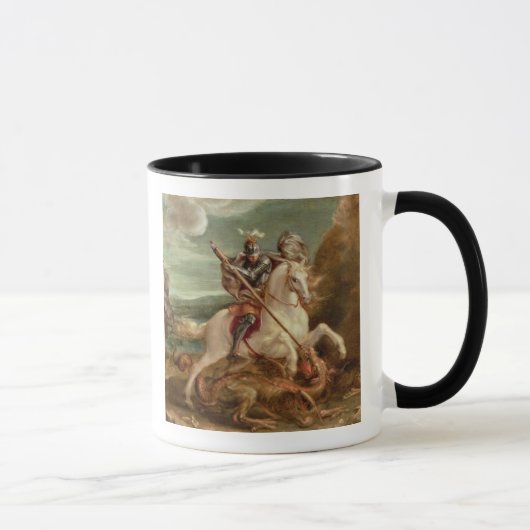 St. George slaying the dragon (olie op het paneel) Mok (Rechts)