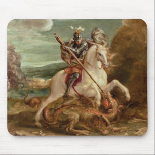 St. George slaying the dragon (olie op het paneel) Muismat