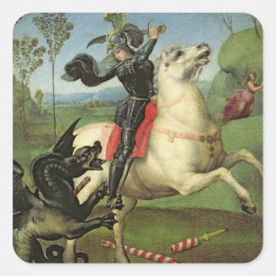 St. George Struggling met de Draak Vierkante Sticker
