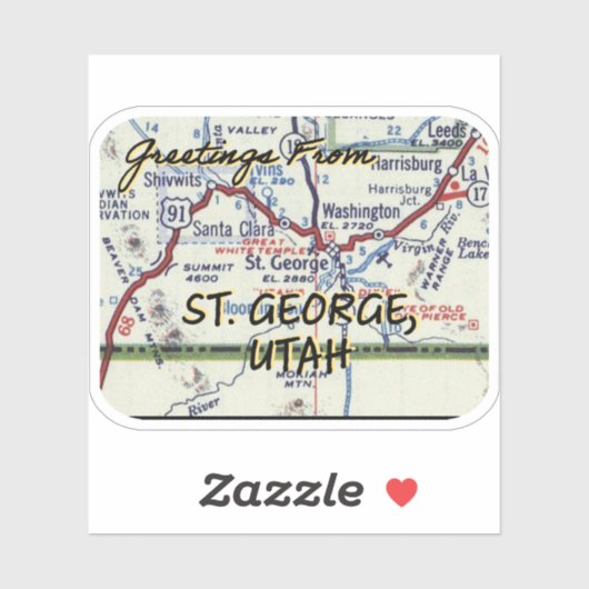 St. George Utah  kaart Sticker (Vel)