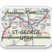St. George Utah  kaart Sticker (Voorkant)