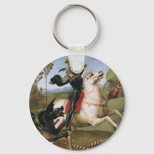 St. George vecht Dragon Raphael Fine Art Sleutelhanger (Voorkant)