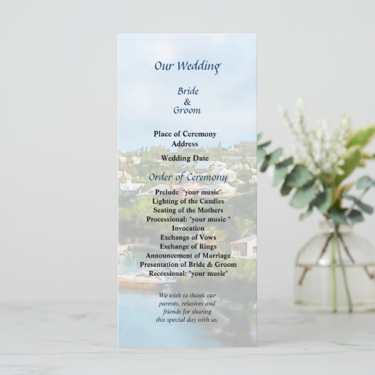 St. George's Harbour, Bermuda Wedding Programme Programma (Staand voorkant)
