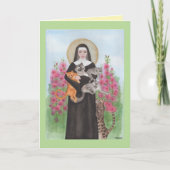 St Gertrude Patron des chats Salutation Carte d'an (Devant)