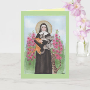 St Gertrude Patron des chats Salutation Carte d'an
