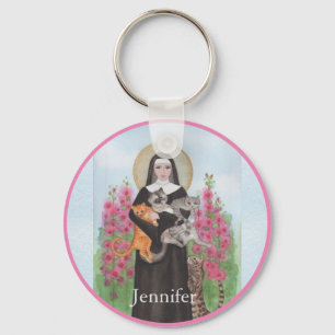 St. Gertrude Patron Saint of Cats Folk Art Sleutelhanger