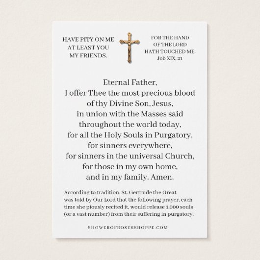 St. Gertrude priester biedt mis maagd Maria bidden Visitekaartje (Achterkant)