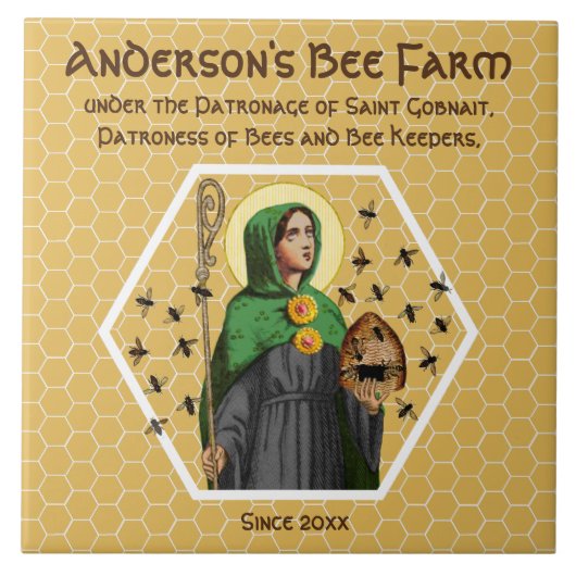 St. Gobnait of Ballyvourney (SAE 003) keramische t Tegeltje (Voorkant)