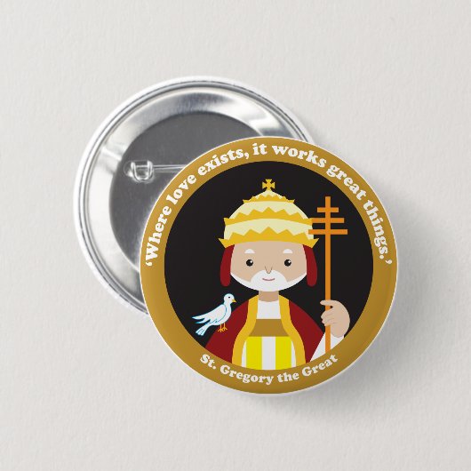St. Gregory de Grote Ronde Button 5,7 Cm (Voorkant /achterkant)