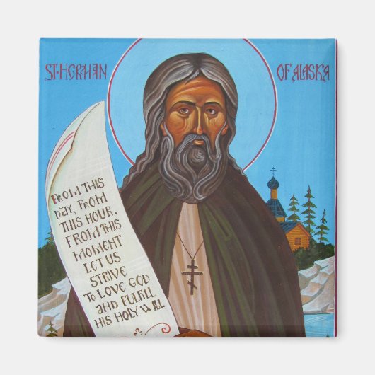 St Herman van Alaska Orthodox Icoon Magnet Magneet (Voorkant)