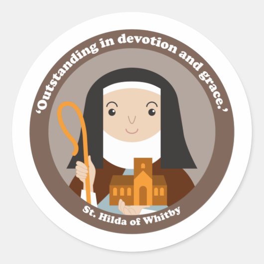 St. Hilda of Whitby Ronde Sticker (Voorkant)