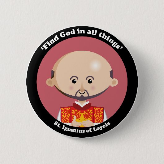 St. Ignatius van Loyola Ronde Button 5,7 Cm (Voorkant)