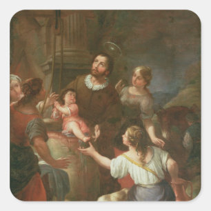 St. Isidore en het wonder bij de Well Vierkante Sticker