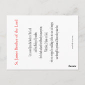 St. James, frère de la carte de prière du Seigneur (Dos)