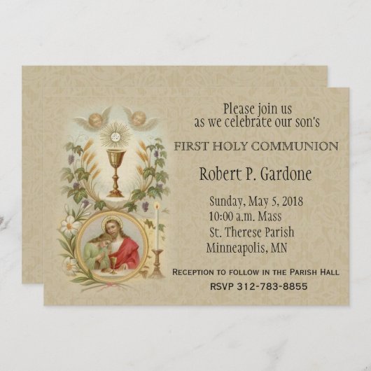 St Jean Jésus première communion sainte Invitation (Devant / Derrière)