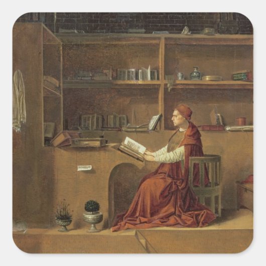 St. Jerome in zijn studie, c.1475 2 Vierkante Sticker (Voorkant)