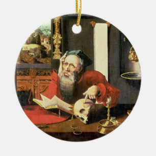 St. Jerome in zijn studie Keramisch Ornament