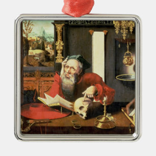 St. Jerome in zijn studie Metalen Ornament
