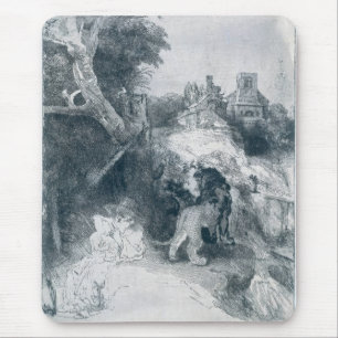 St Jerome lezen in een Italiaans landschap Muismat