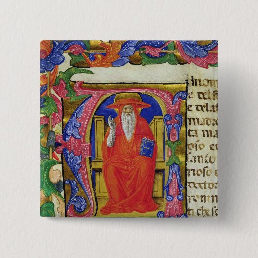 St. Jerome Vierkante Button 5,1 Cm (Voorkant)