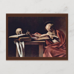 St. Jerome Writing van Michelangelo Merisi da Cara Briefkaart