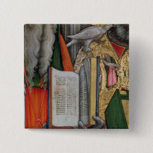 St. Jerome's Bible en St. Gregory's Dove, detail Vierkante Button 5,1 Cm