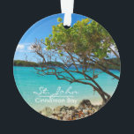 St. John Cinnamon Bay Beach Round Ornament<br><div class="desc">Belle île St John, Cinnamon Bay Beach ornement rond! Ce joli ornement tropical acrylique double face offre une vue imprenable sur la plage populaire de St. John USVI Cinnamon Bay! Ce ornement prend aussi des formes différentes ! C'est un merveilleux ajout à votre collection de décorations, et un grand cadeau...</div>