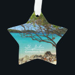 St. John Cinnamon Bay Beach Round Ornament<br><div class="desc">Belle St John Island, Cinnamon Bay Beach ornement vedette! Ce joli ornement tropical à double face offre une vue imprenable sur la plage populaire de St. John USVI Cinnamon Bay! Ce ornement prend aussi des formes différentes ! C'est un merveilleux ajout à votre collection de décorations, et un grand cadeau...</div>