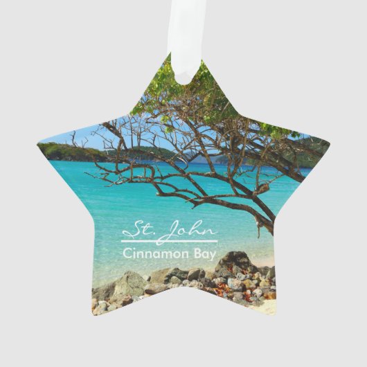 St. John Cinnamon Bay Beach Round Ornament (dos)