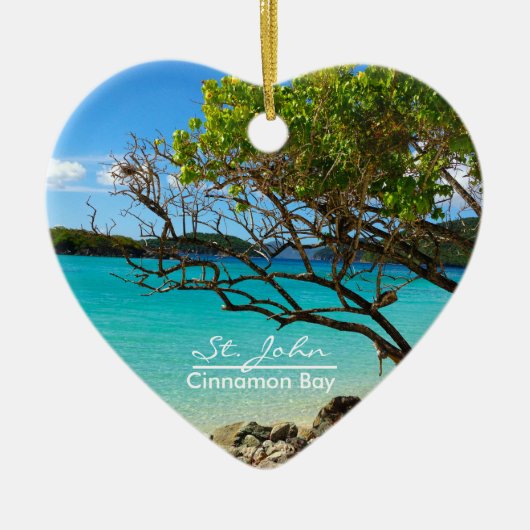 St. John Cinnamon Bay Ceramic Heart Ornament (Voorkant)
