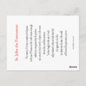 St. John de Forerunner Prayer Card Briefkaart (Achterkant)