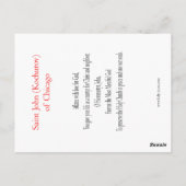 St. John of Chicago Prayer Card Briefkaart (Achterkant)