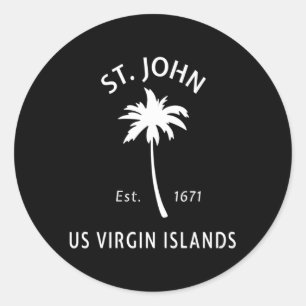 St John Usvi Beach Palm Tree Nieuwigheid Ronde Sticker
