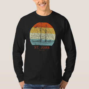 St John Usvi  Retro Blueprint Sailboat Vaca T-shirt