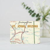 St. Johns Arizona  Map Briefkaart (Staand voorkant)