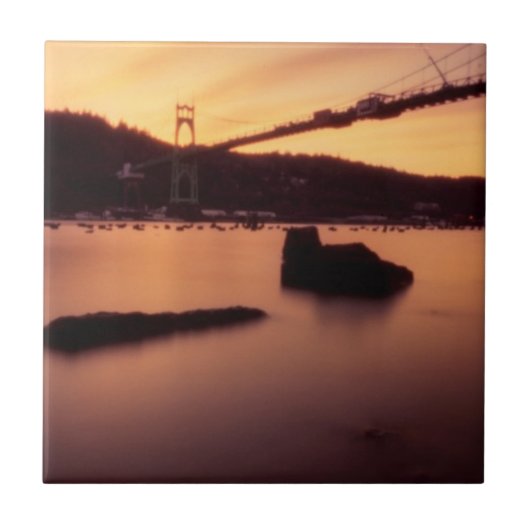 St Johns Bridge Sunset Tegeltje (Voorkant)