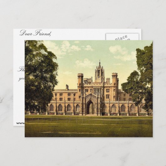 St. John's College, Cambridge, Engeland klassieker Briefkaart (Voorkant / Achterkant)
