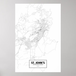 St. John's, Newfoundland/Labrador (zwart op wit) Poster