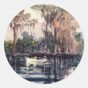 St. John's River, Florida door Winslow Homer Ronde Sticker