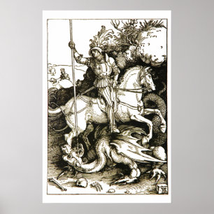 ST. JORIS EN DRAAK, Zwart Wit Poster