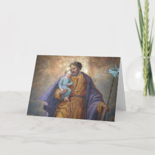 St. Joseph Baby Jesus Cross Lily Kaart