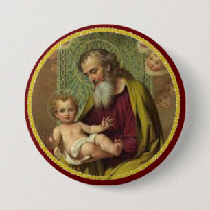 St. Joseph & Child Jesus Ronde Button 7,6 Cm