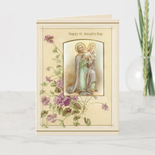 St. Joseph Day Child Jesus Religious Vintage Kaart