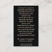 St Joseph de carte sainte catholique de Cupertino (Dos)